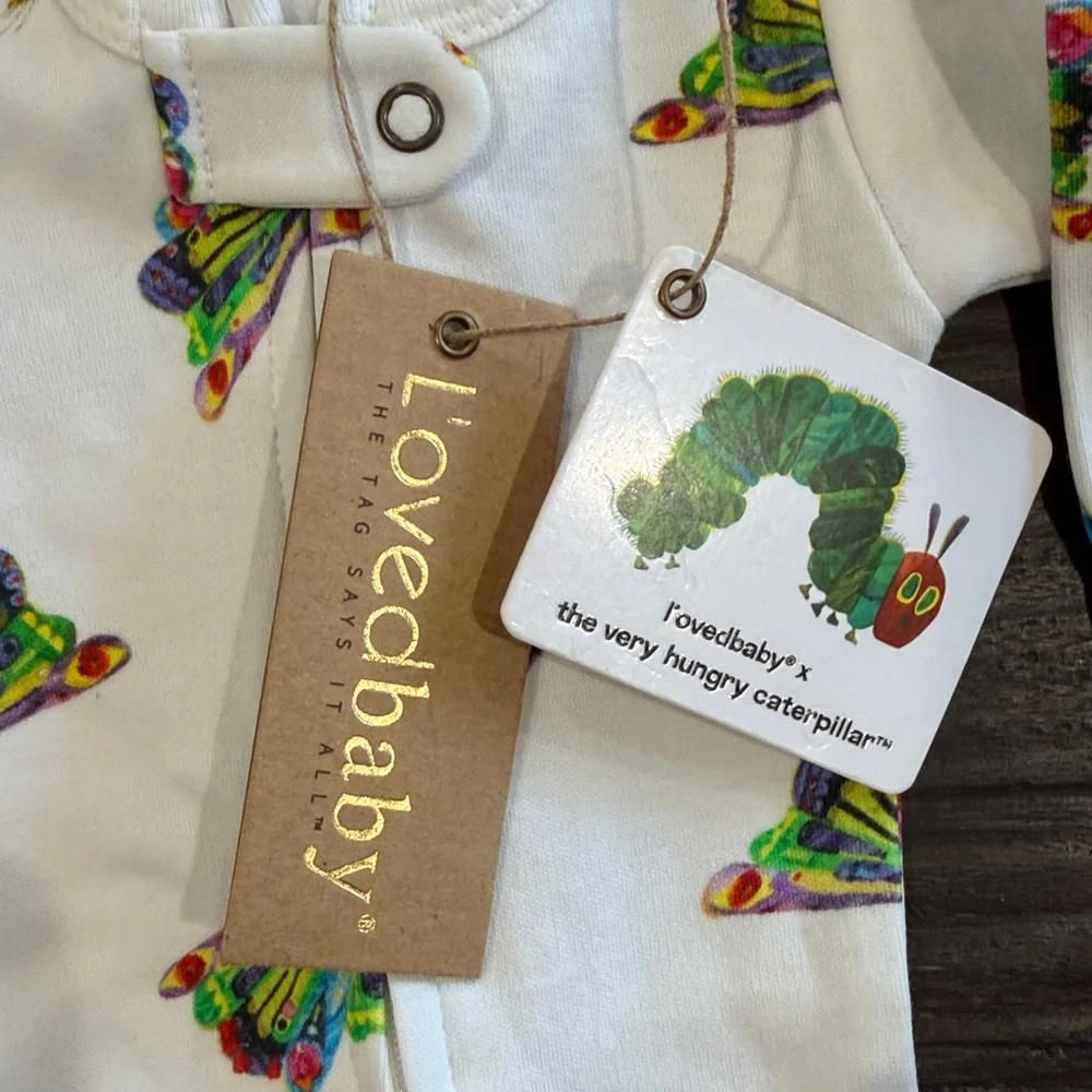 L'ovedbaby White Footed One-Piece Butterfly organic